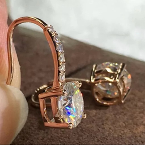 Rose Gold Diamond Drop Earrings - Picture 1 of 4